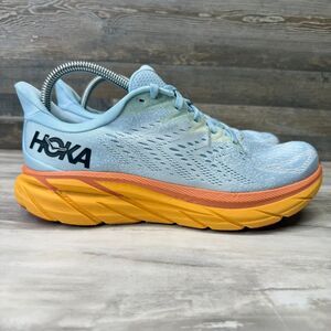 Hoka One One Clifton 8 Women's Size 9.5B Blue Orange Running Shoes Sneakers